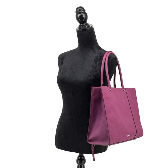 Rebecca Minkoff MAB (Morning-After-Bag) Leather Tote Magenta - Picture 1 of 12